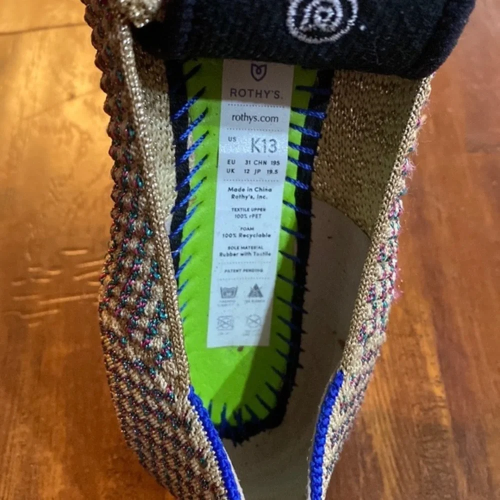 Rothy’s Kids Multi Metallic Flats Loafers Blue Halo Size 13 w/ Box